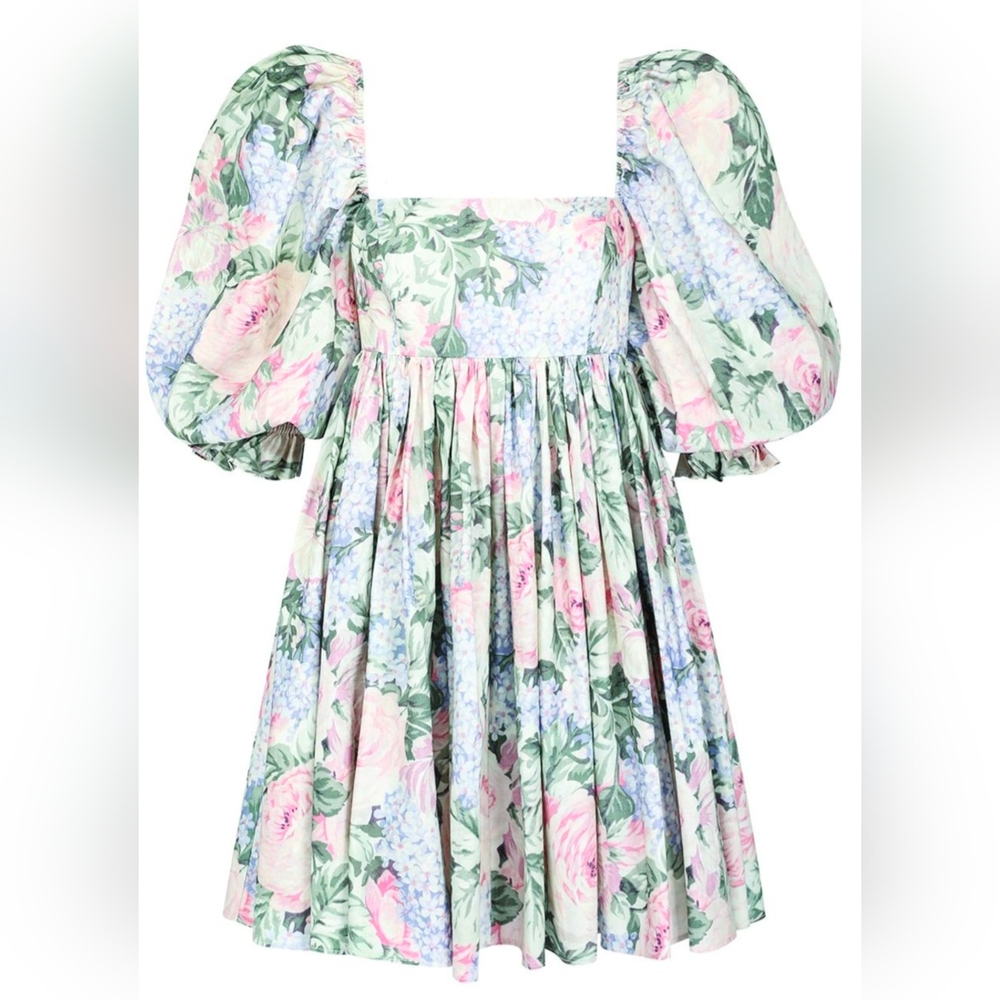 Selkie Floral Mini Dress - Pink and Green